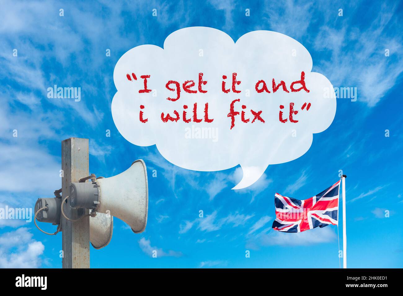 « Je l'ai compris et je vais le réparer ».Boris Johnson cite à la suite de l'enquête de Sue Gray sur la « porte du parti ».Covid Party, fêtes, Downing Street... concept Banque D'Images