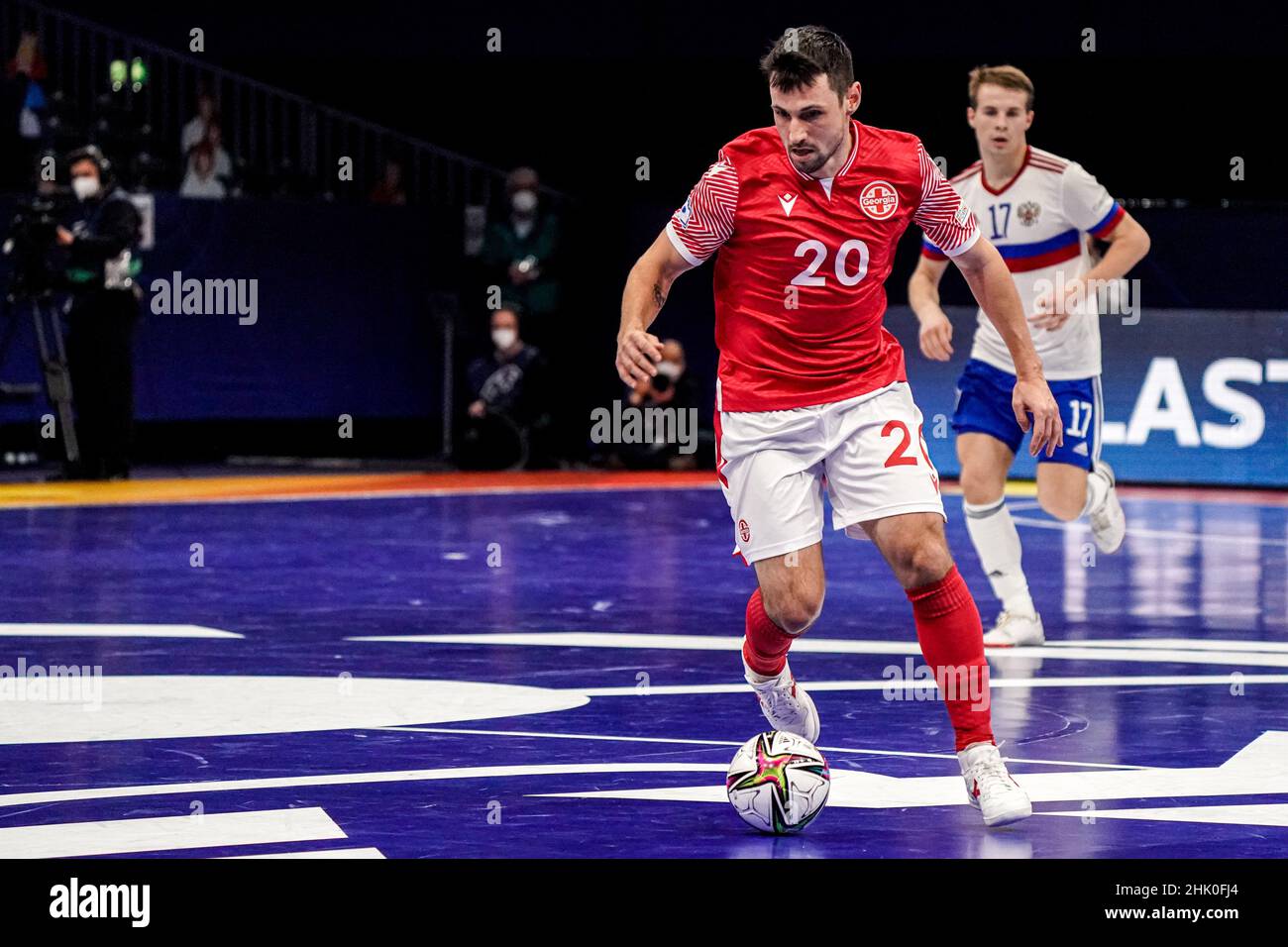 AMSTERDAM, PAYS-BAS - FÉVRIER 1 : Bruno Petry Branco de Géorgie lors du match de quarts de finale de l'Euro 2022 du Futsal masculin entre la Russie et la Géorgie au Ziggo Dome le 1 février 2022 à Amsterdam, pays-Bas (photo de Jeroen Meuwsen/Orange Pictures) Banque D'Images