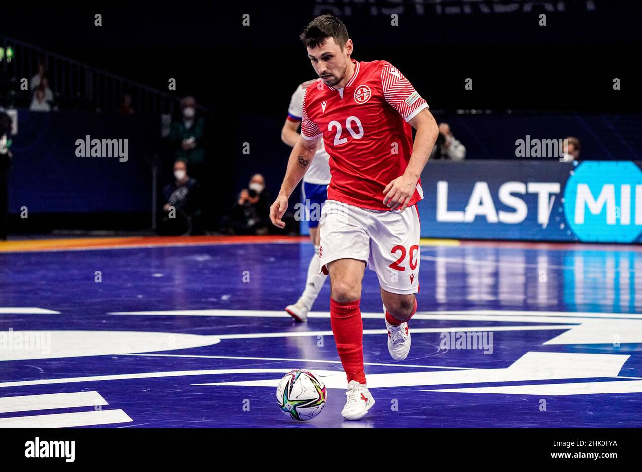 AMSTERDAM, PAYS-BAS - FÉVRIER 1 : Bruno Petry Branco de Géorgie lors du match de quarts de finale de l'Euro 2022 du Futsal masculin entre la Russie et la Géorgie au Ziggo Dome le 1 février 2022 à Amsterdam, pays-Bas (photo de Jeroen Meuwsen/Orange Pictures) Banque D'Images