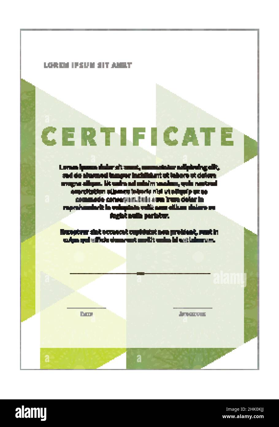 Certificat vert moderne avec guilloches, diplôme vierge sur blanc Illustration de Vecteur