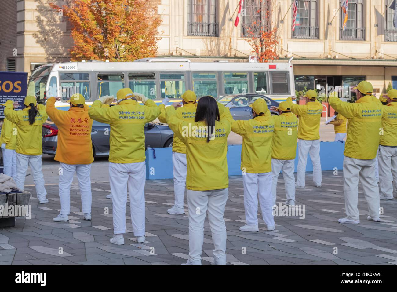 Vancouver, C.-B., Canada-novembre 1,2020.Manifestation pacifique en faveur de Hong Kong.Tenez-vous à Hong Kong.Mise au point sélective, vue sur la rue, voyage Banque D'Images