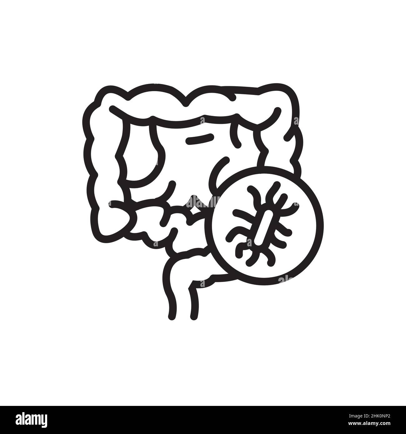 Icône de la ligne de couleur des bactéries intestinales.Elément vectoriel isolé.Pictogramme de contour pour la page Web, l'application mobile, la promotion Illustration de Vecteur