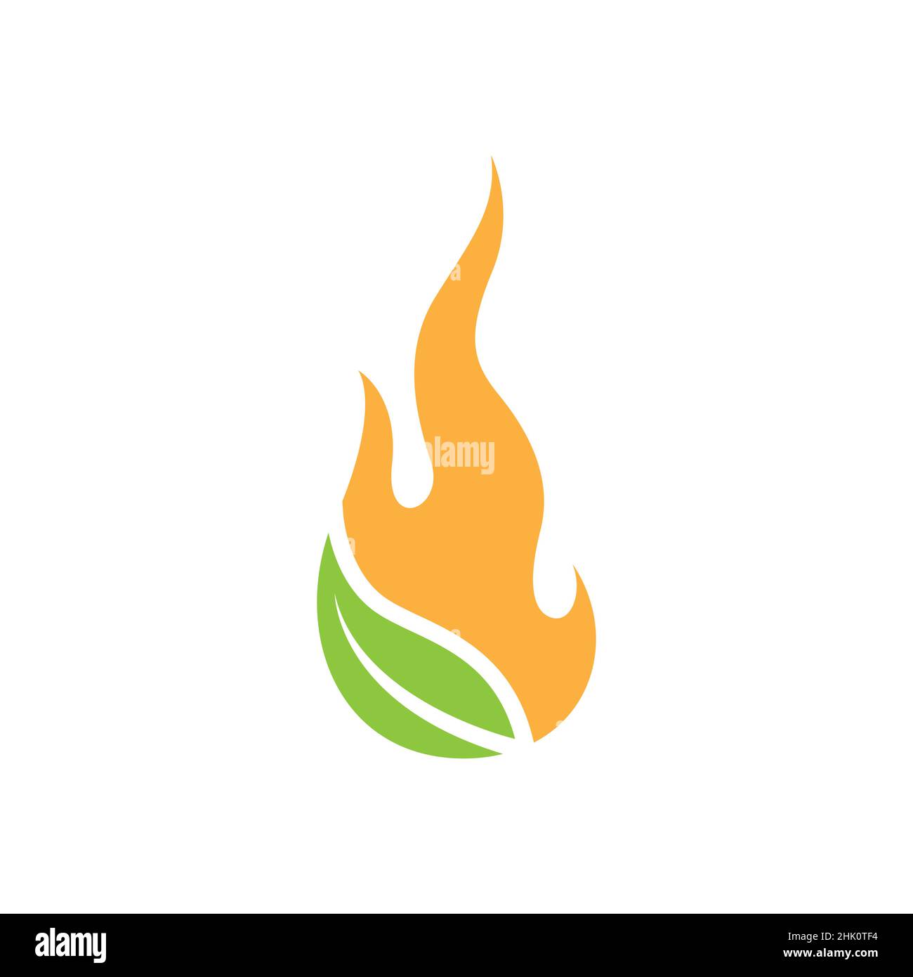 feuille verte avec logo flamme, symbole graphique vectoriel icône illustration idée créative Illustration de Vecteur