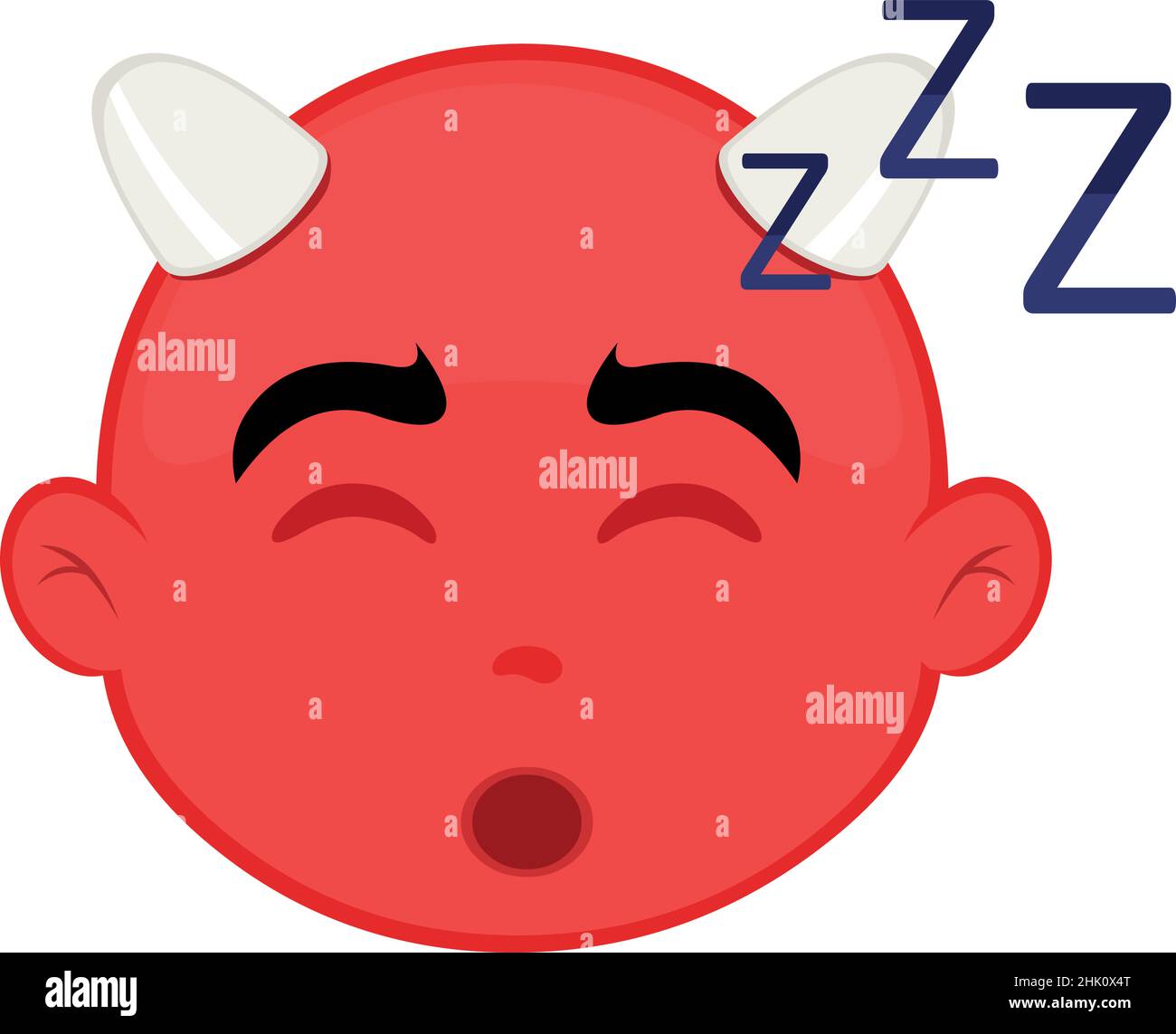 Illustration vectorielle du visage d'un petit diable de dessin animé endormi Illustration de Vecteur