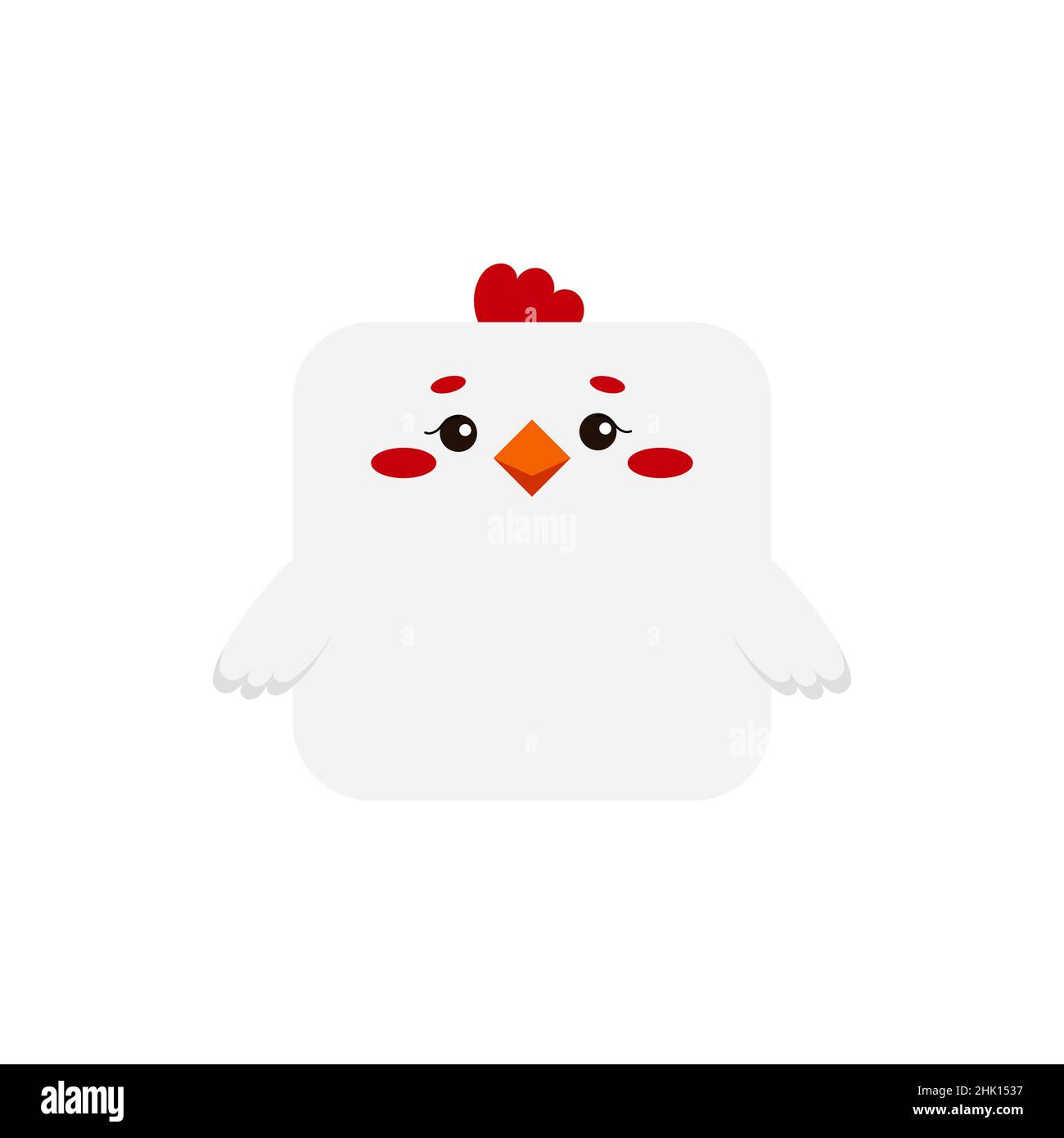 Poule carrée oiseau ferme animal visage icône isolée sur fond blanc. Illustration de Vecteur