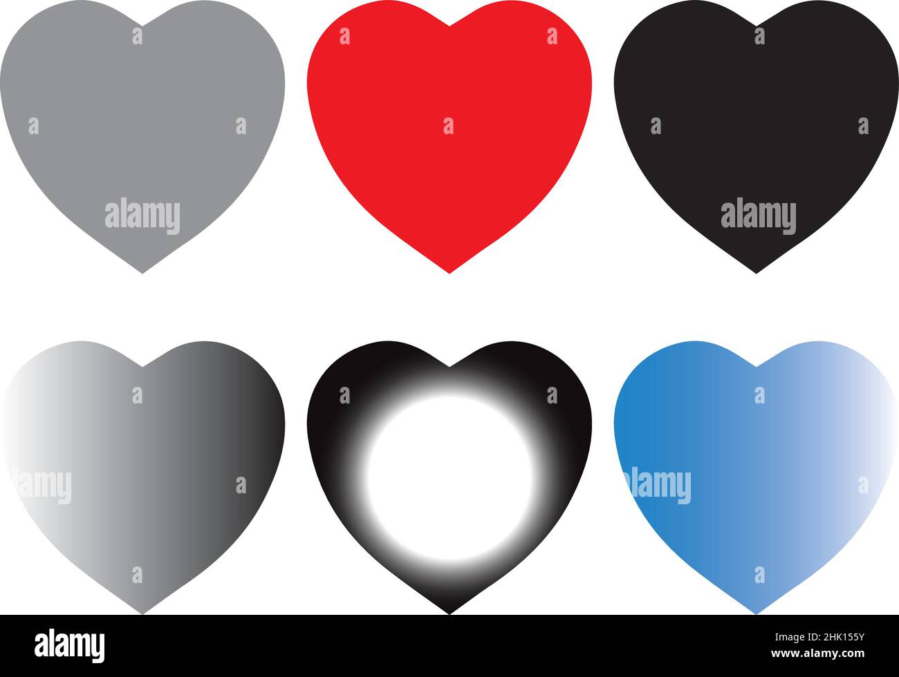 Jeu d'icônes vectorielles en forme de coeur, motifs de style plat de symbole d'amour. Formes simples de coeur isolées sur fond blanc Illustration de Vecteur