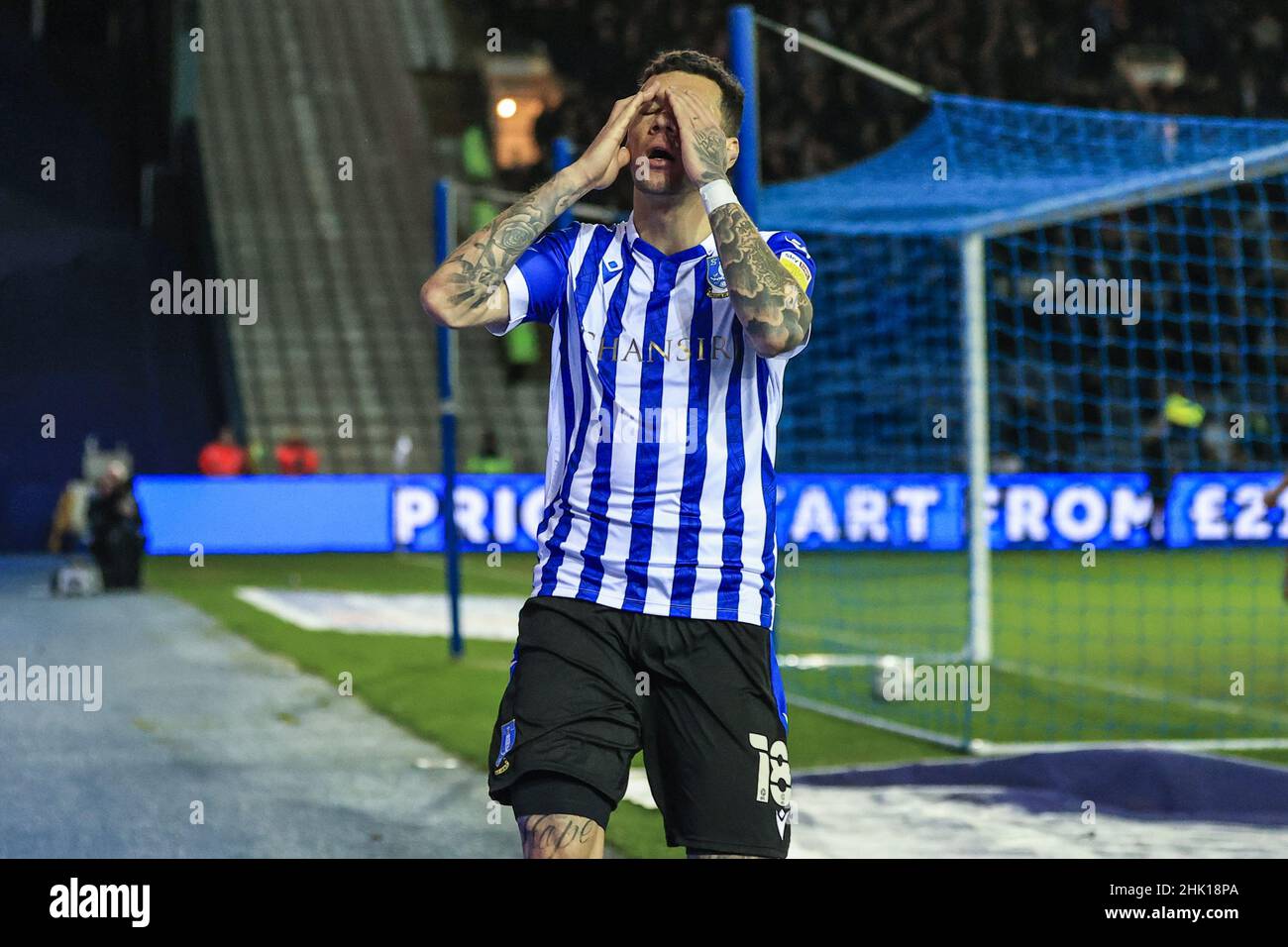 Marvin Johnson #18 de Sheffield mercredi réagit après que son but a été donné à l'extérieur Banque D'Images