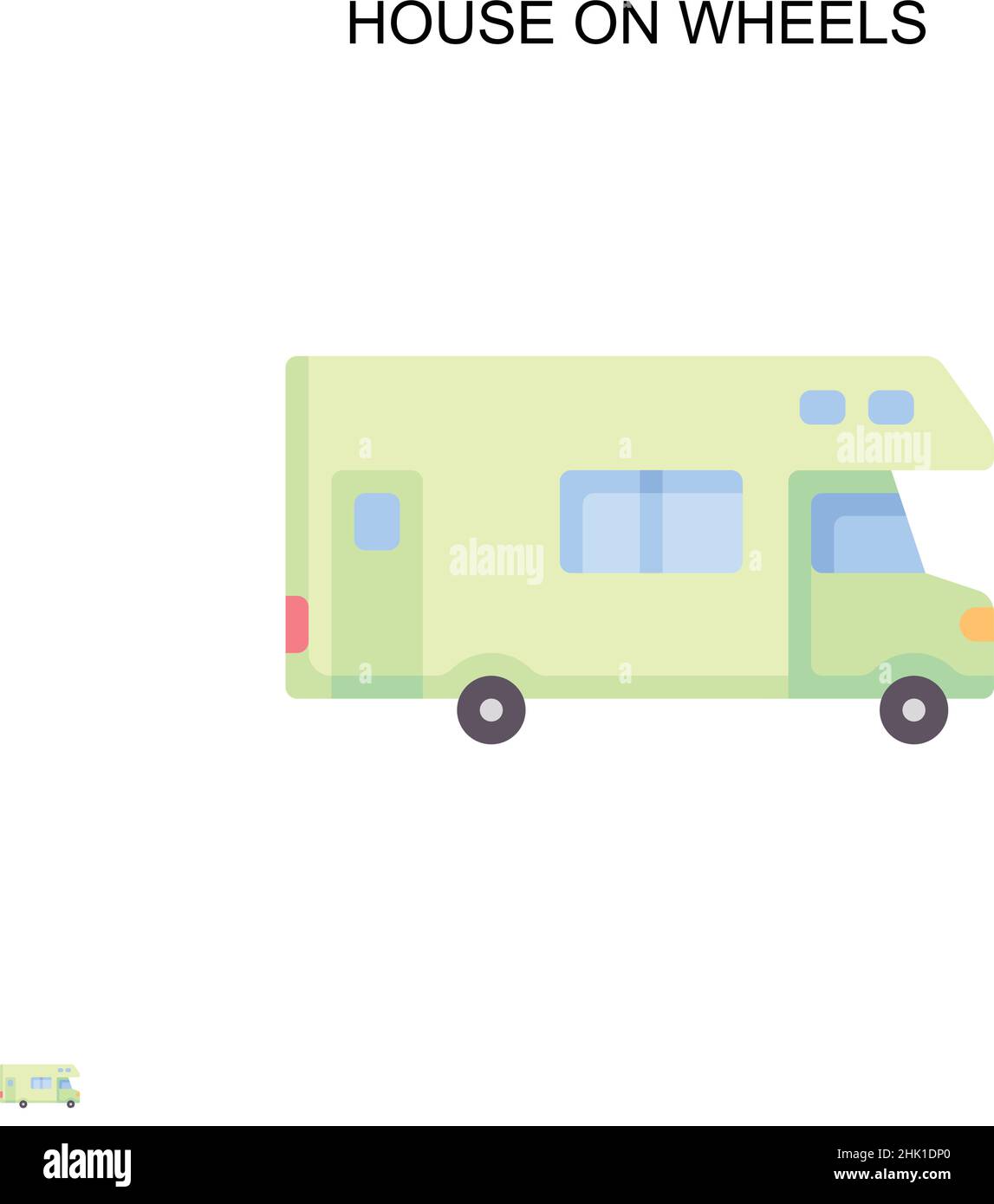 Icône vecteur simple House on Wheels.Modèle de conception de symbole d'illustration pour élément d'interface utilisateur Web mobile. Illustration de Vecteur