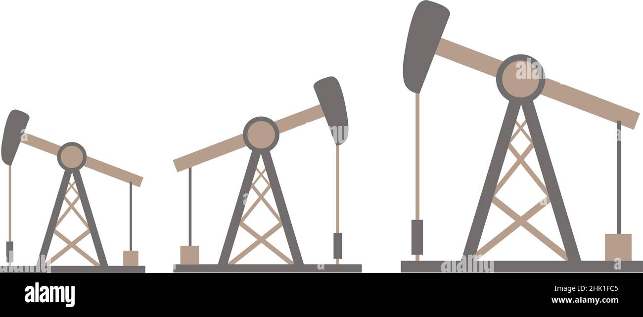 Puits de pétrole isolés sur blanc.Concept d'extraction de carburant.Pompage d'olil.Illustration vectorielle. Illustration de Vecteur