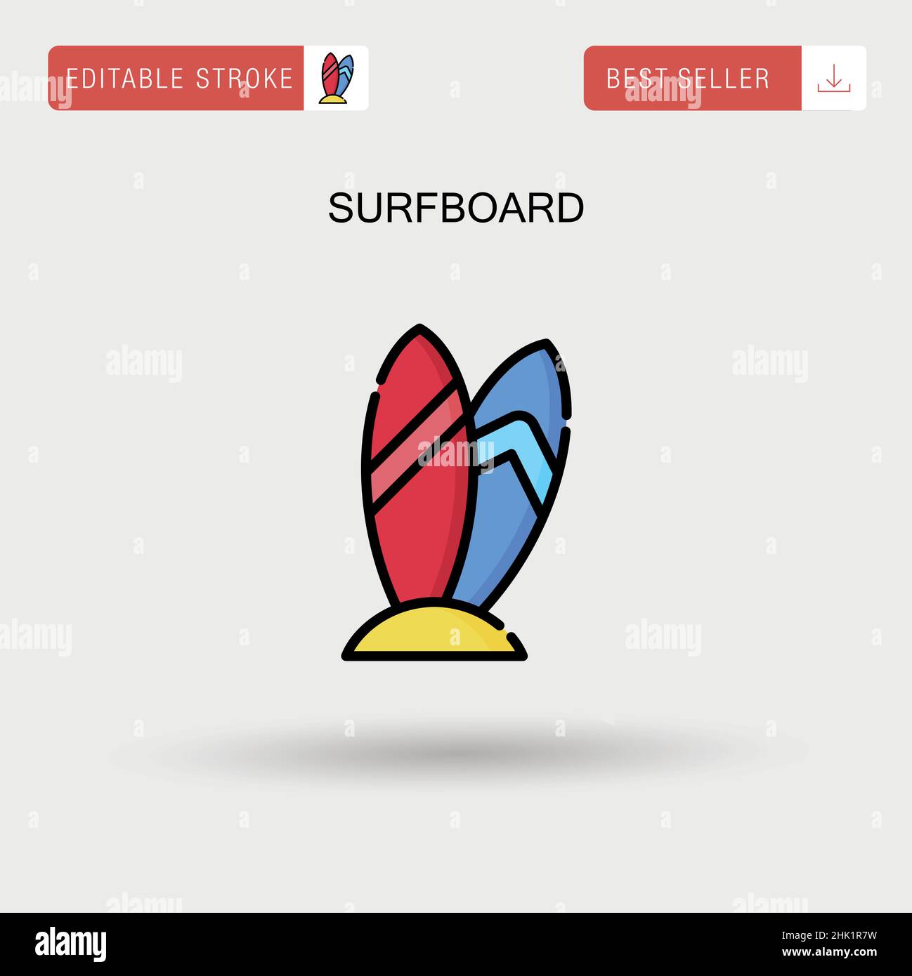 Icône de vecteur simple de surf. Illustration de Vecteur