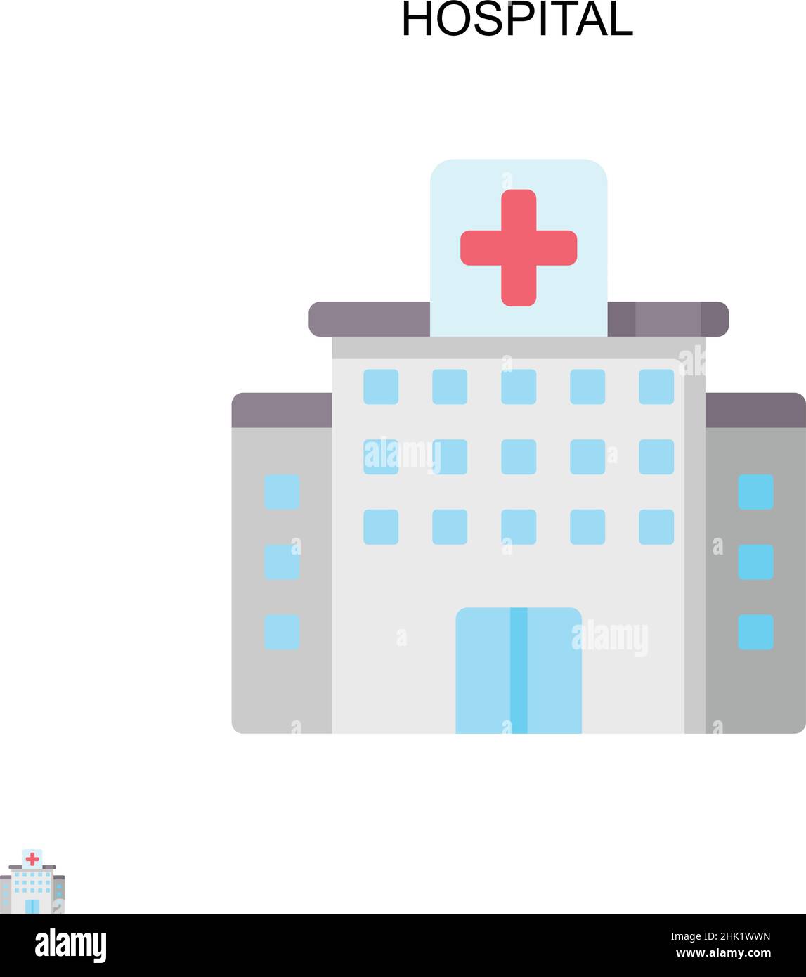 Icône de vecteur simple de l'hôpital.Modèle de conception de symbole d'illustration pour élément d'interface utilisateur Web mobile. Illustration de Vecteur