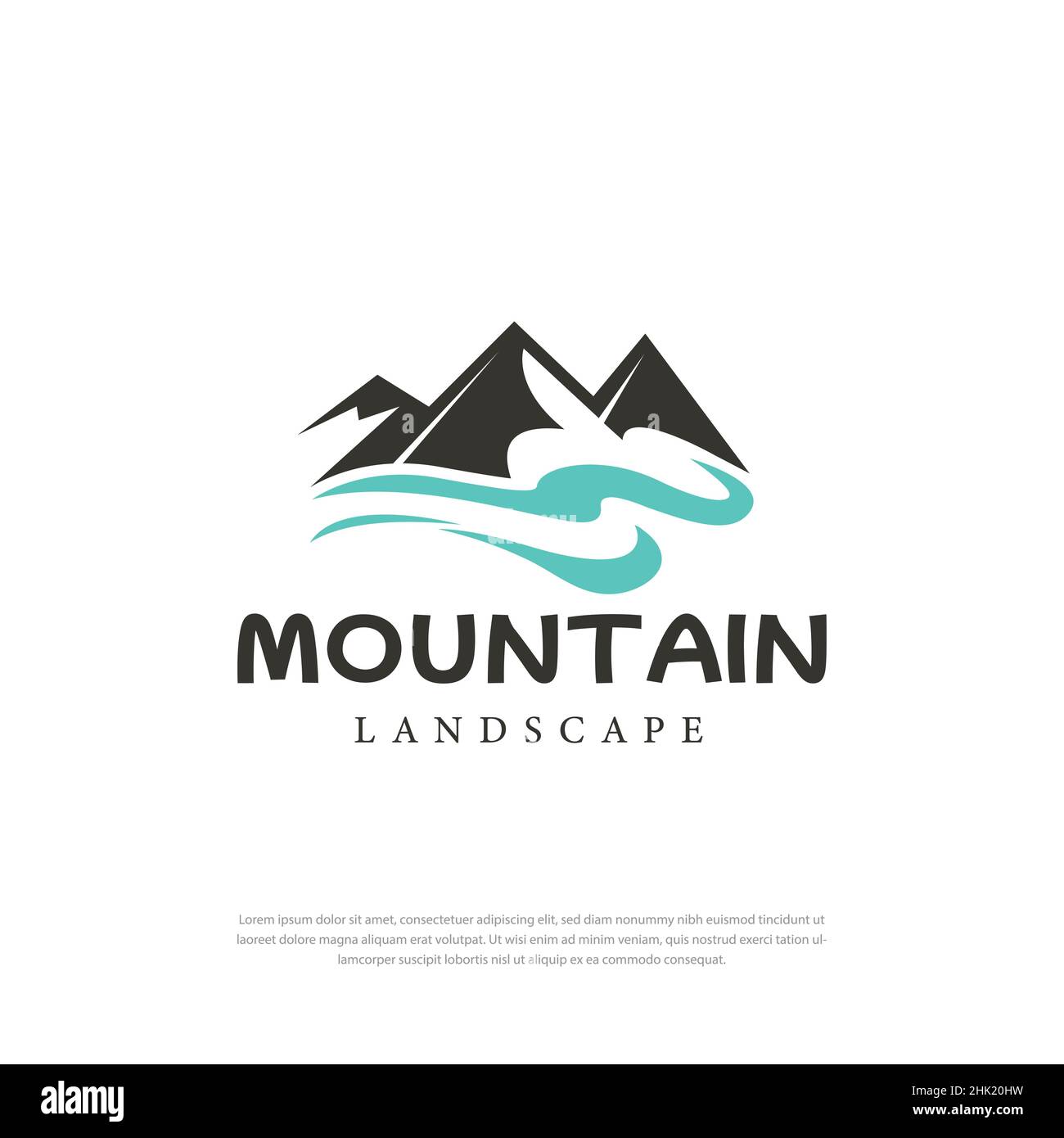 River Creek Mountain Peak.Logo Mountain Hills Landscape. Illustration de Vecteur