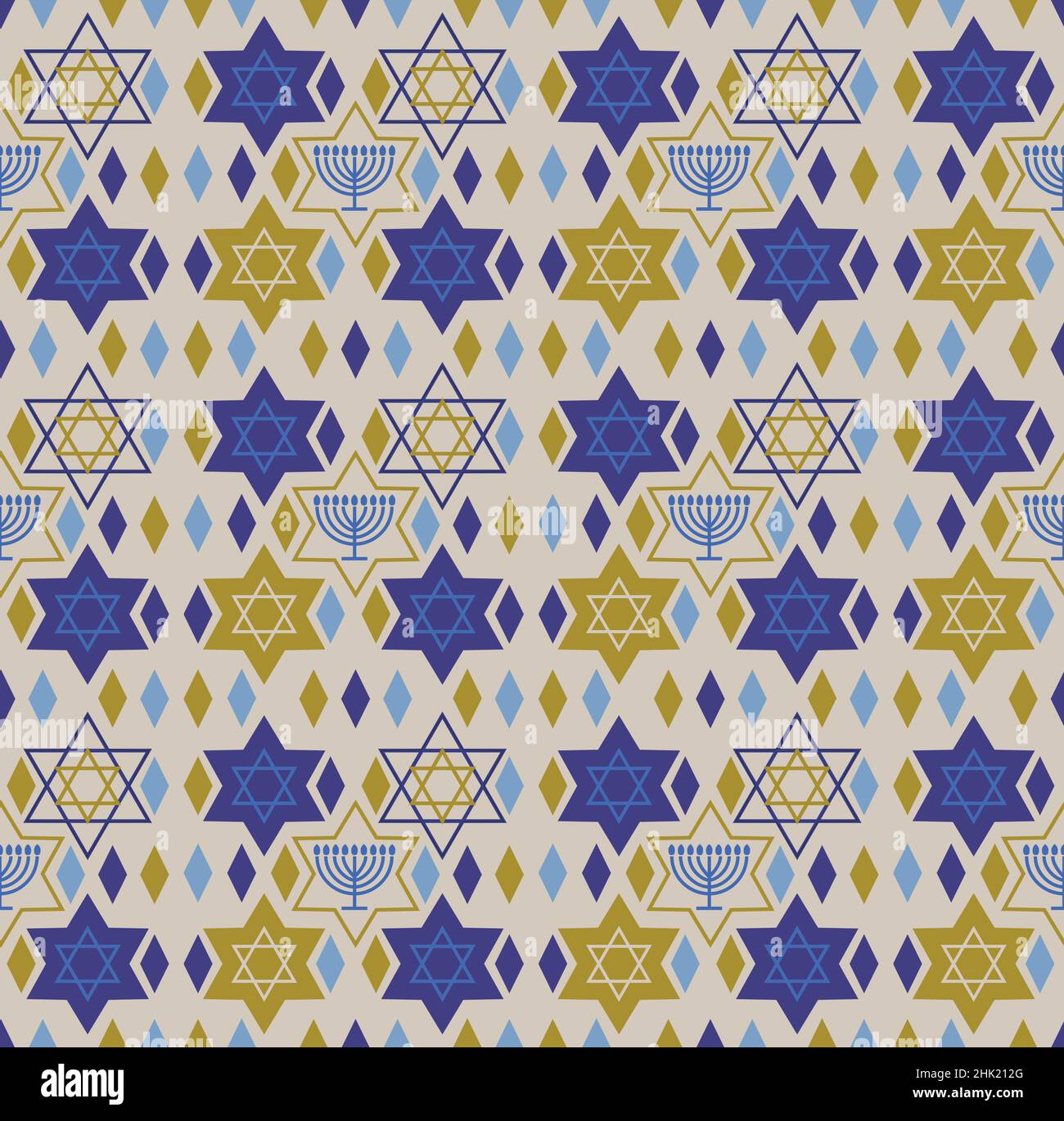 Hanoukah répète sans problème le motif avec la star de David et de Chanukiah candelabra. Illustration de Vecteur