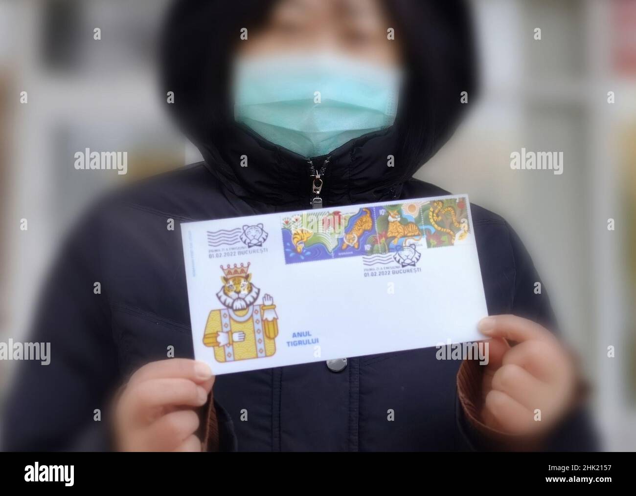 Calendrier De La Poste 2023 Bucarest.21St Janvier 2023.Photo Prise À Bucarest, Roumanie Le 1 Février  2022 Montre Une Couverture Du « Premier Jour » Publiée Par Romfilatelia  Pour Célébrer Le Nouvel An Chinois Du Tigre.romfilatelia, L'institution  Conçue