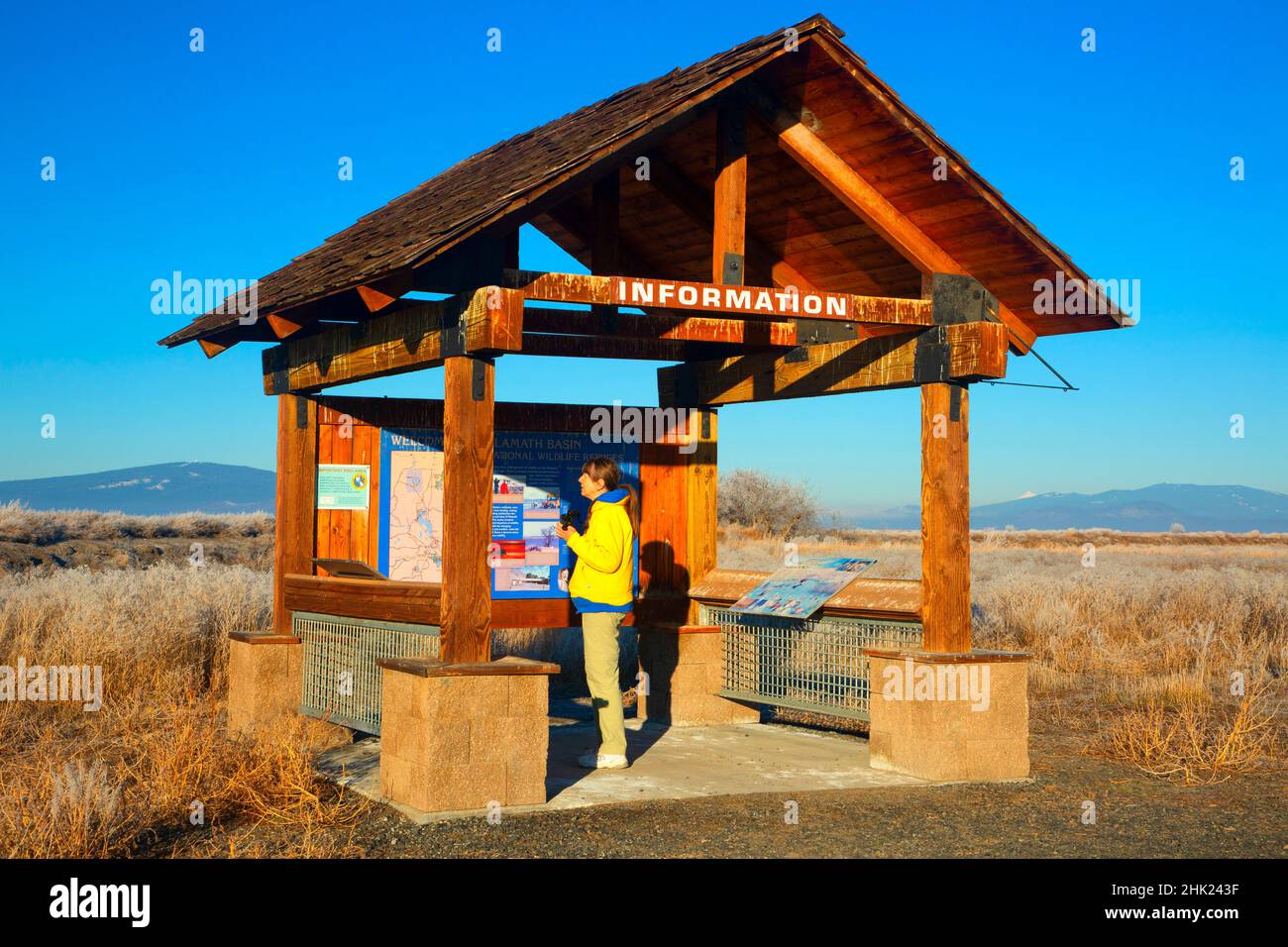 Borne Auto Tour, Lower Klamath National Wildlife refuge, Californie Banque D'Images