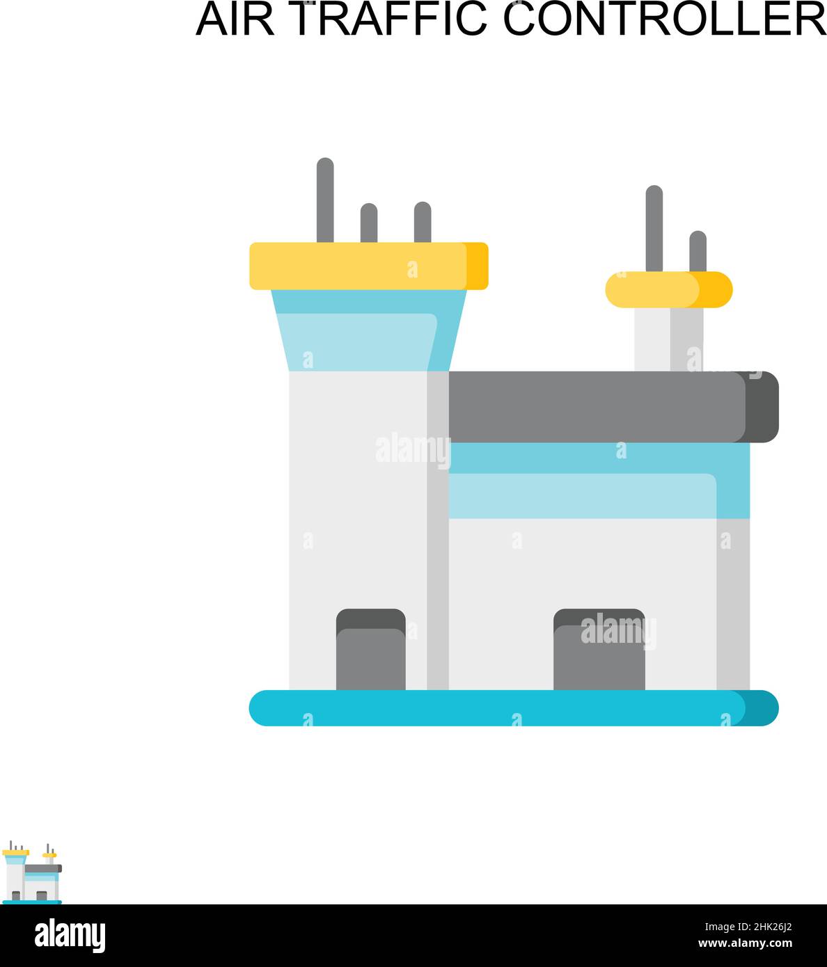 Icône de vecteur simple du contrôleur de trafic aérien.Modèle de conception de symbole d'illustration pour élément d'interface utilisateur Web mobile. Illustration de Vecteur