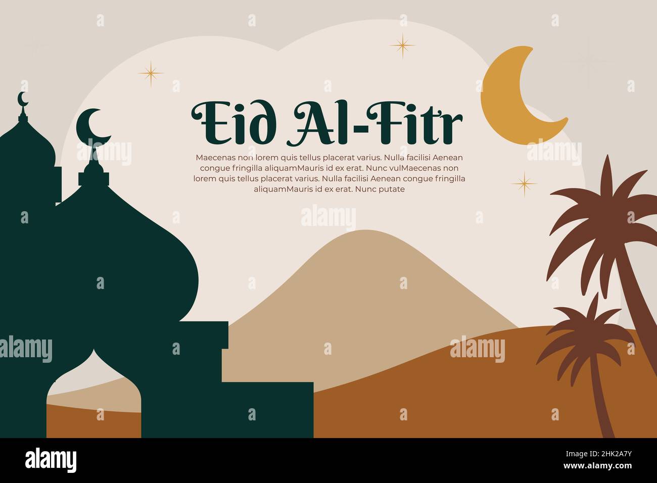 Carte de vœux EID mubarak avec paysage abstrait ton de la Terre Illustration de Vecteur