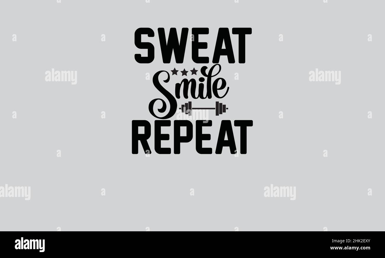 sweat sourire repeat gym t shirt monogramme texte modèle vectoriel Illustration de Vecteur