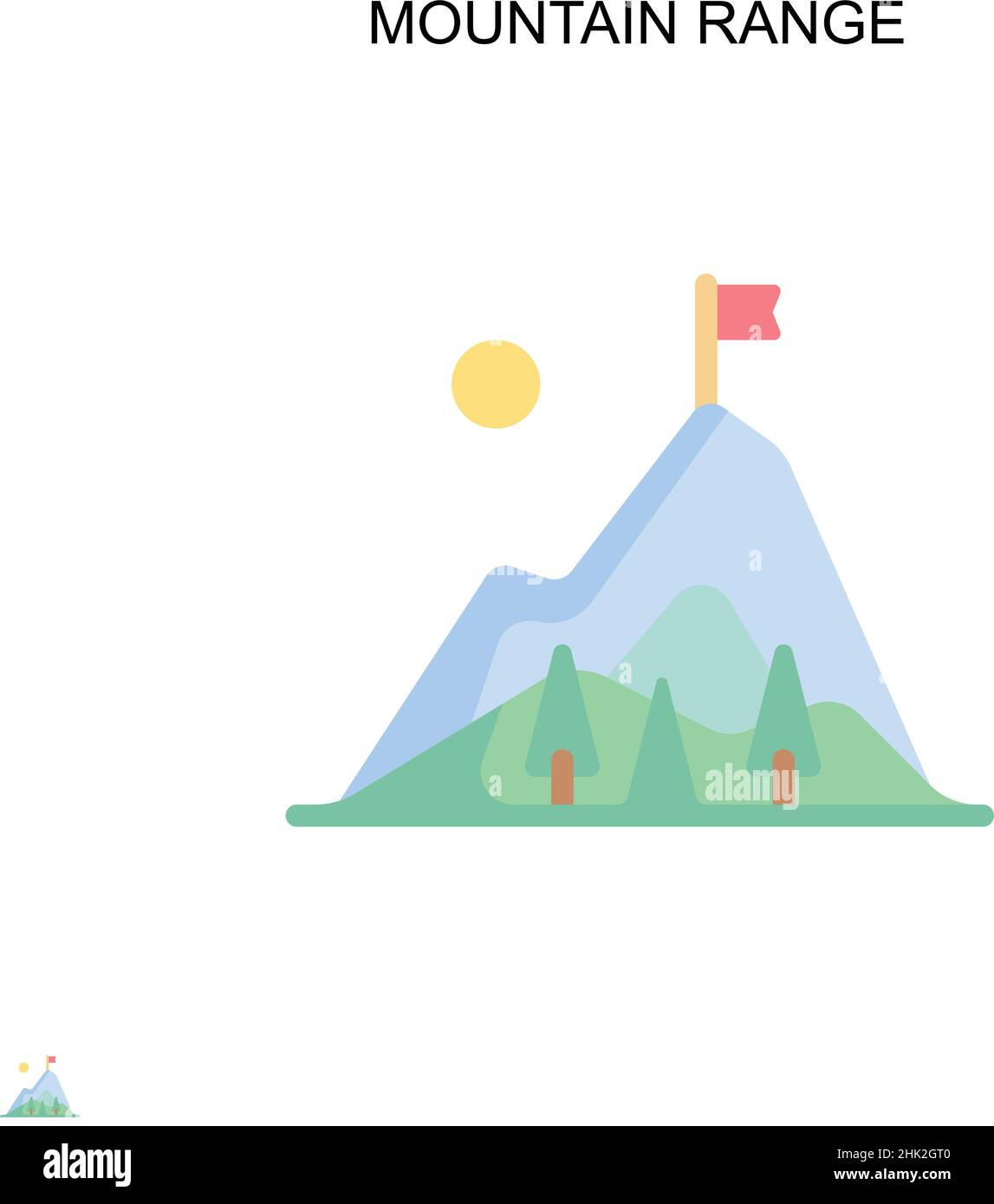 Icône de vecteur simple Mountain Range.Modèle de conception de symbole d'illustration pour élément d'interface utilisateur Web mobile. Illustration de Vecteur