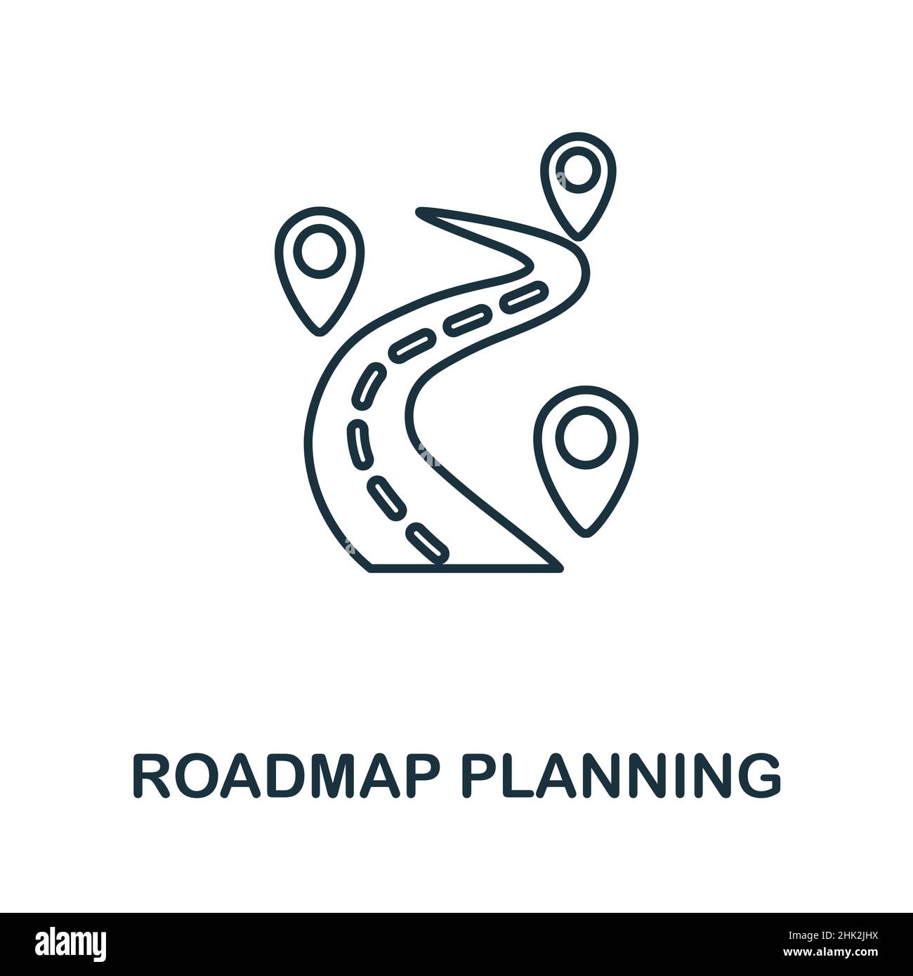 Icône Roadmap Planning.Elément de ligne de la collection de gestion de production.Panneau d'icône planification de feuille de route linéaire pour la conception Web, les infographies et plus encore. Illustration de Vecteur