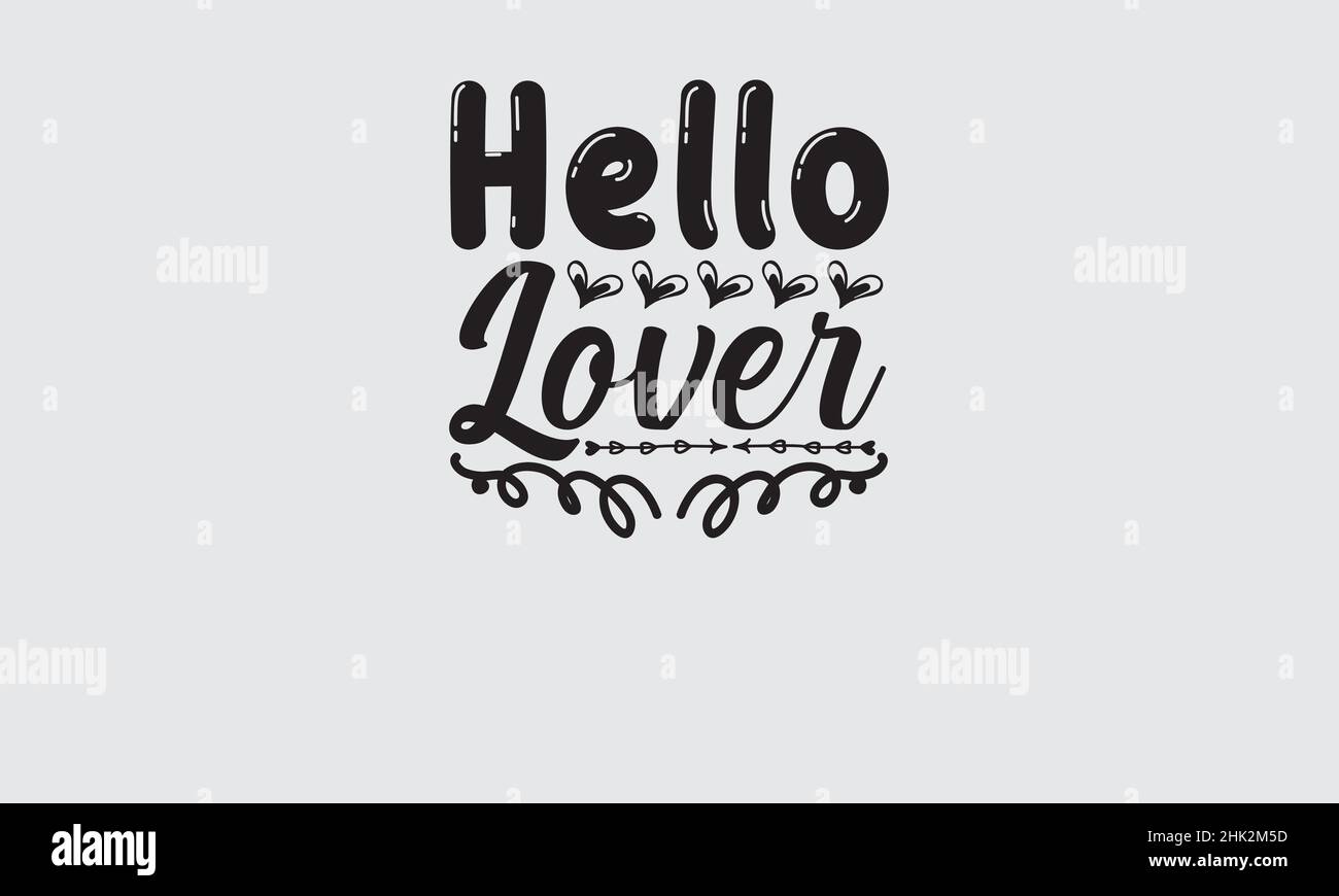hello amant love t shirt monogramme texte modèle vectoriel Illustration de Vecteur