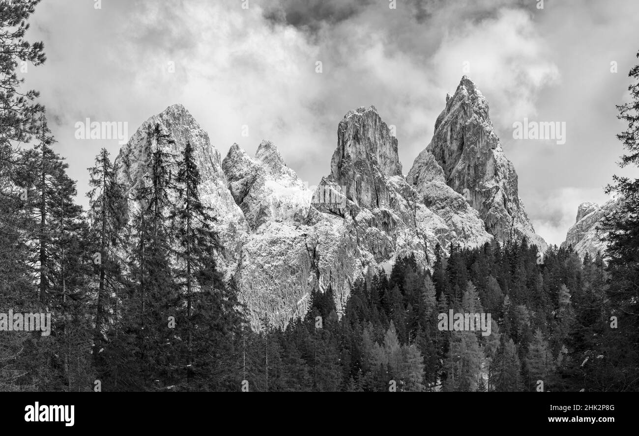 Vallée de Tschamin, Valle di Ciamin, dans la chaîne de montagnes de Rosengarten, Catinaccio les dolomites sont classés au patrimoine mondial de l'UNESCO.Europe centrale Banque D'Images