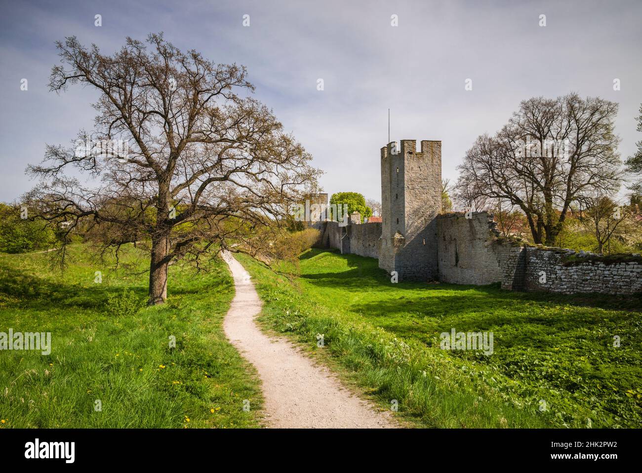 Suède, île de Gotland, Visby, mur de la ville du 12th siècle, mur de la ville médiévale le plus complet en Europe Banque D'Images