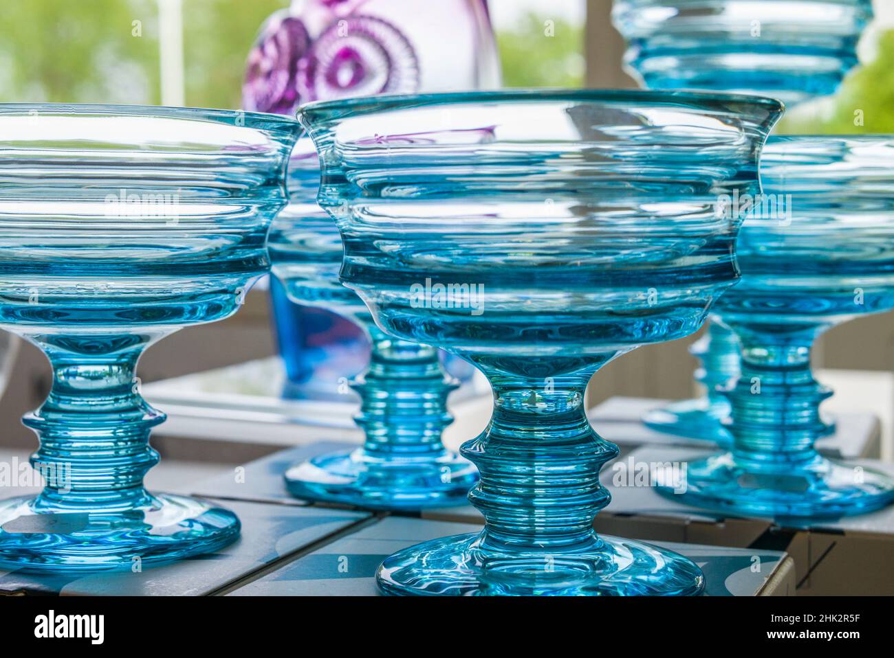 Suède, Glasriket, Royaume du verre région historique de fabrication du verre, Kosta, verrerie fabriquée en usine à vendre Banque D'Images