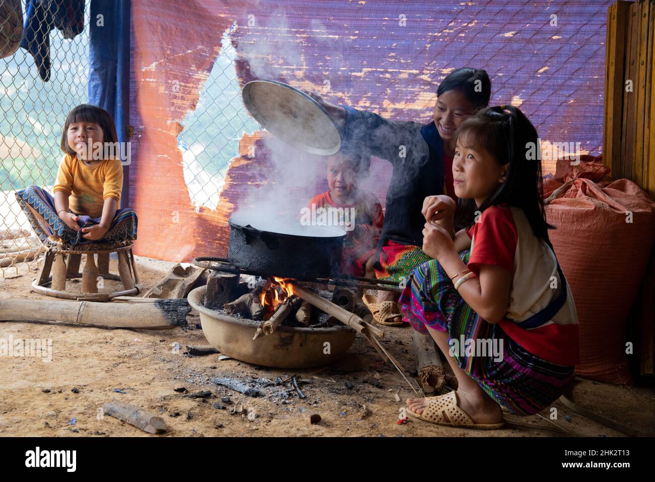 Vietnam.Repas de cuisine pour enfants. Banque D'Images