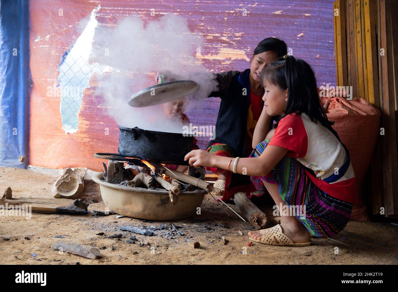 Vietnam.Repas de cuisine pour enfants. Banque D'Images