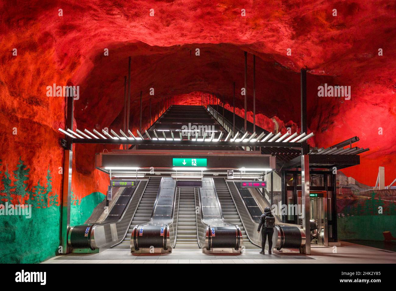 Suède, Stockholm, métro de Stockholm, station Solna Centrum (usage éditorial uniquement) Banque D'Images