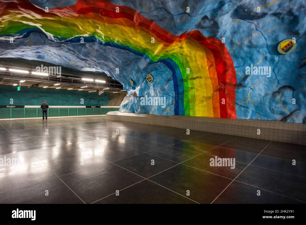 Suède, Stockholm, métro de Stockholm, station Stadion (usage éditorial uniquement) Banque D'Images