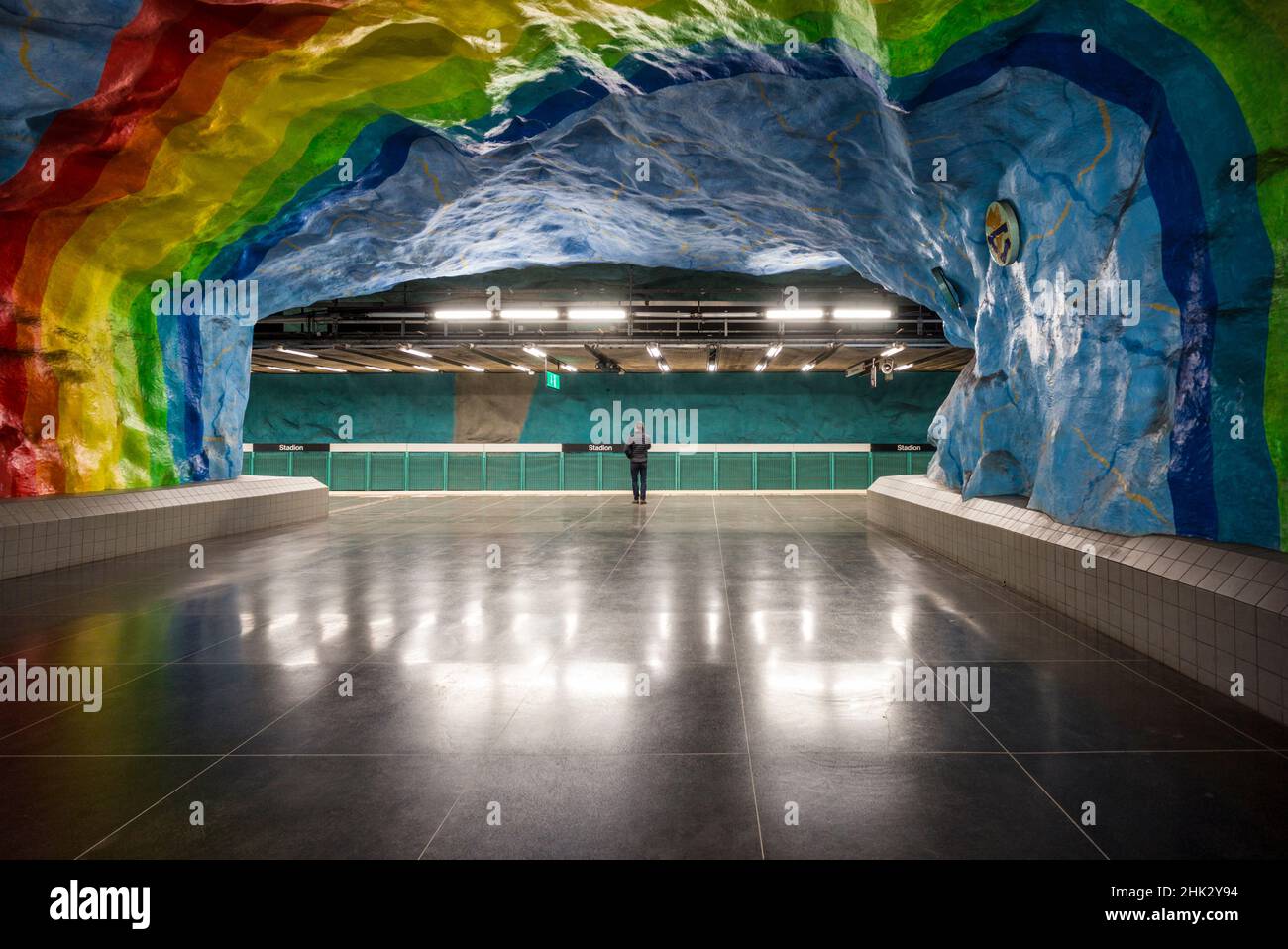 Suède, Stockholm, métro de Stockholm, station Stadion (usage éditorial uniquement) Banque D'Images