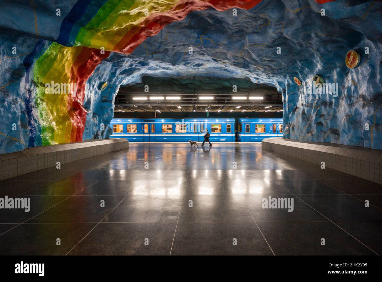 Suède, Stockholm, métro de Stockholm, station Stadion (usage éditorial uniquement) Banque D'Images