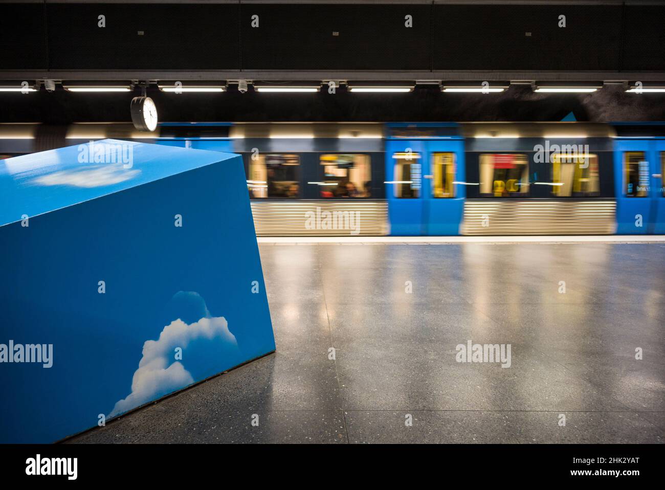 Suède, Stockholm, métro de Stockholm, station Solna Strand (usage éditorial uniquement) Banque D'Images