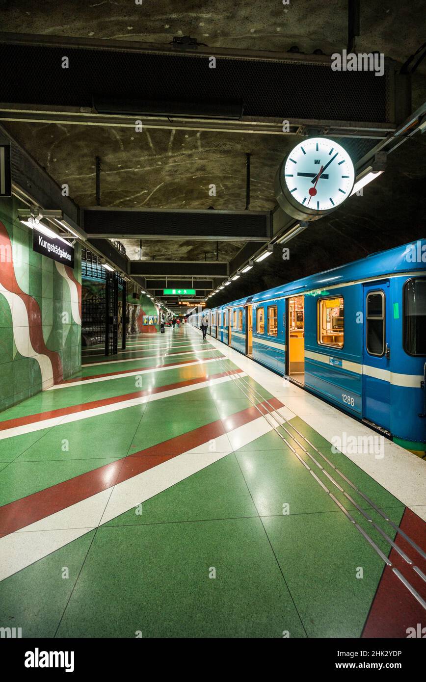 Suède, Stockholm, métro de Stockholm, Station Kungstradgarden (usage éditorial uniquement) Banque D'Images