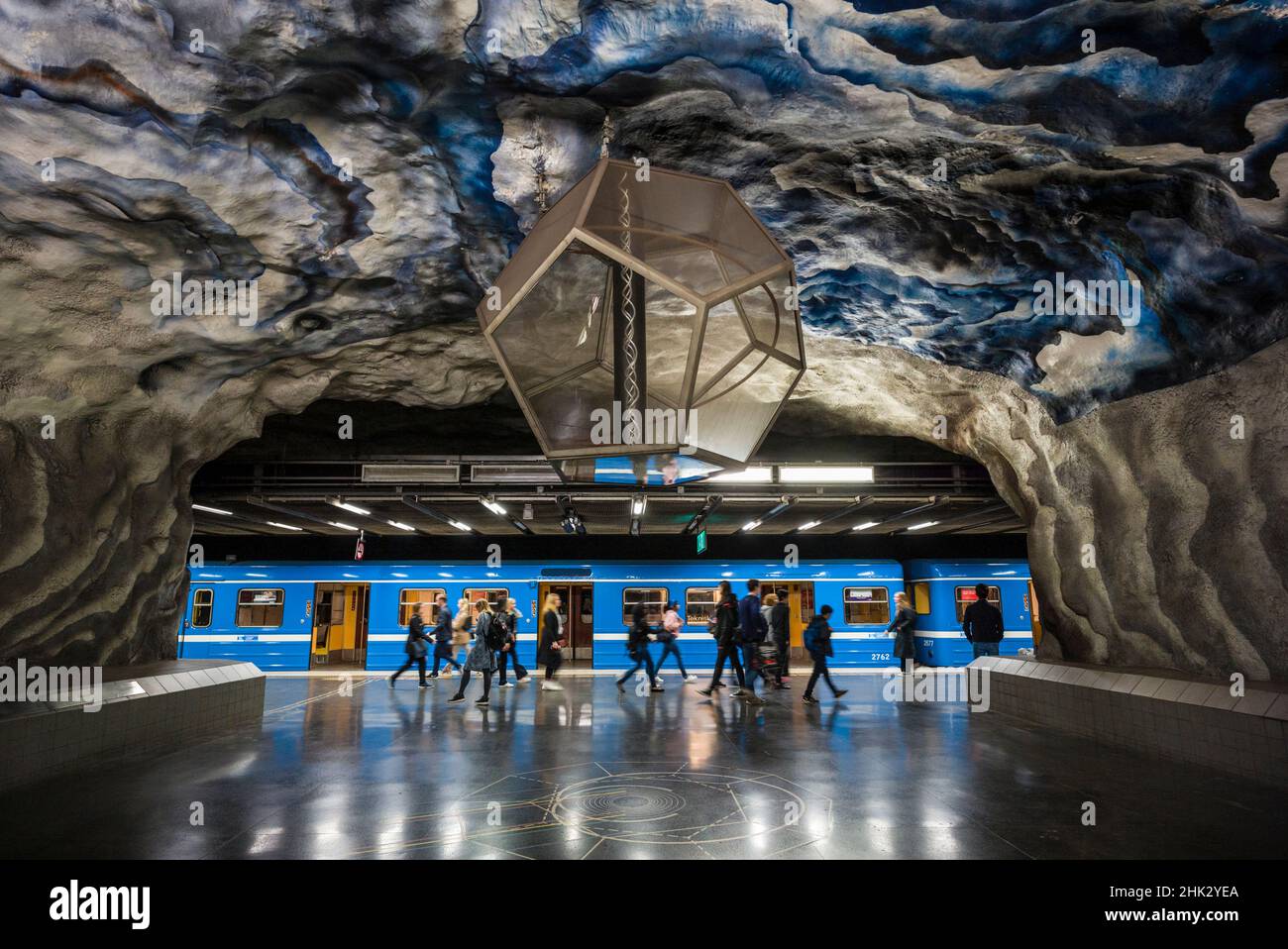 Suède, Stockholm, métro de Stockholm, station Tekniska Hogskolan (usage éditorial uniquement) Banque D'Images