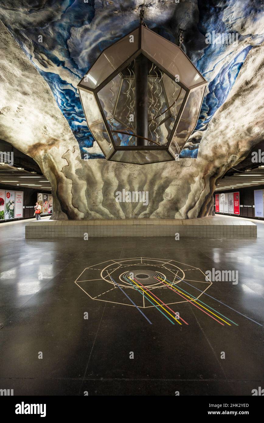 Suède, Stockholm, métro de Stockholm, station Tekniska Hogskolan (usage éditorial uniquement) Banque D'Images