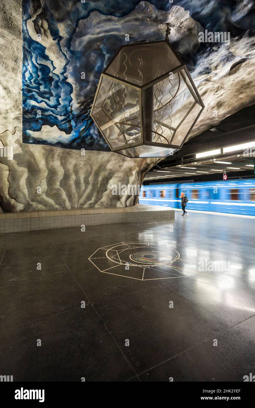 Suède, Stockholm, métro de Stockholm, station Tekniska Hogskolan (usage éditorial uniquement) Banque D'Images