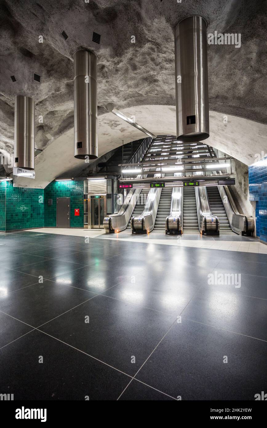 Suède, Stockholm, métro de Stockholm, station Universitetet (usage éditorial uniquement) Banque D'Images