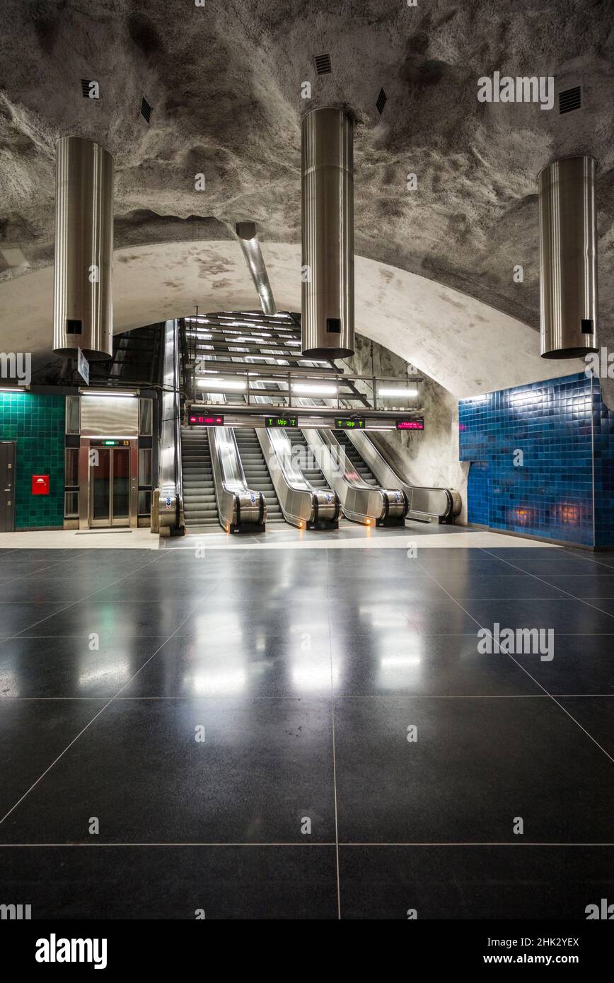 Suède, Stockholm, métro de Stockholm, station Universitetet (usage éditorial uniquement) Banque D'Images