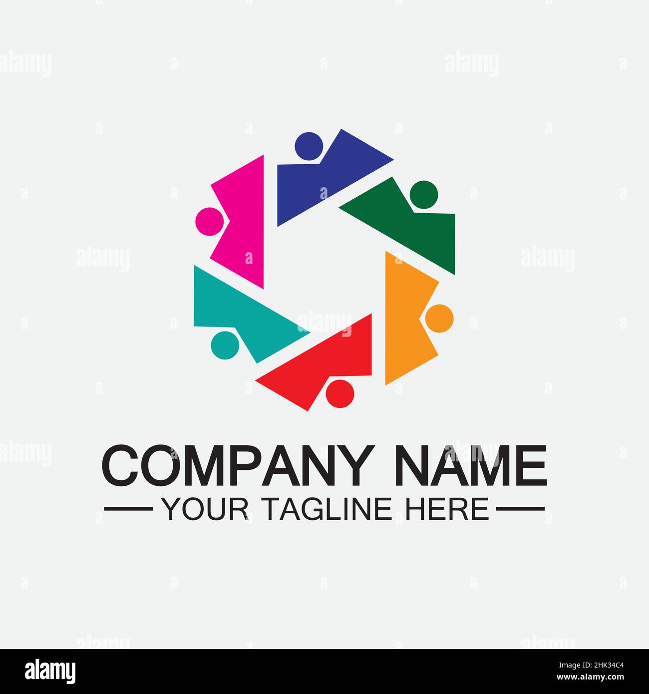 Travail d'équipe personnes en contact concept hexagone logo symbole icône vecteur conception Illustration de Vecteur