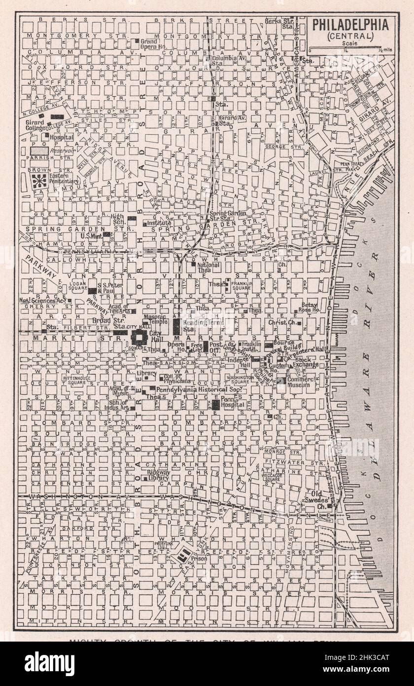 Croissance puissante de la ville de William Penn. Pennsylvanie. Philadelphie (1923 carte) Banque D'Images