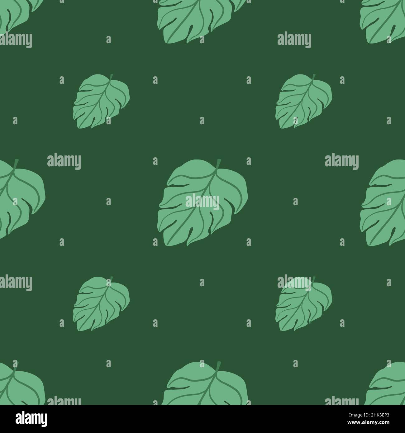 Style feuillage minimaliste, motif sans couture et imprimé feuilles de palmier Monstera simple.Illustration de la palette verte.Motif graphique pour papier d'emballage et fabri Illustration de Vecteur