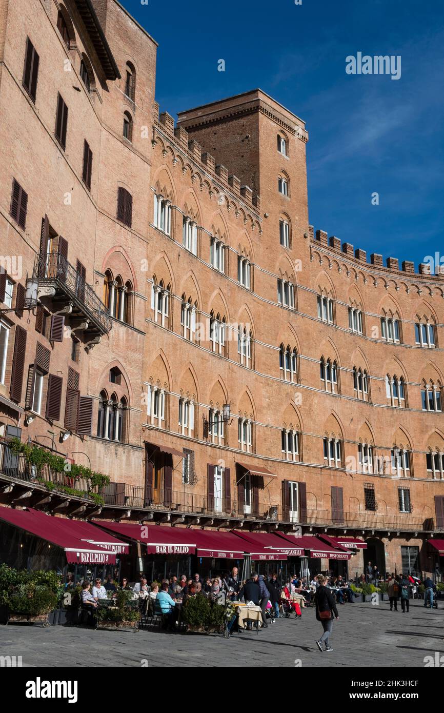 Piazza del Campo, Sienne, Toscane, Italie. Banque D'Images