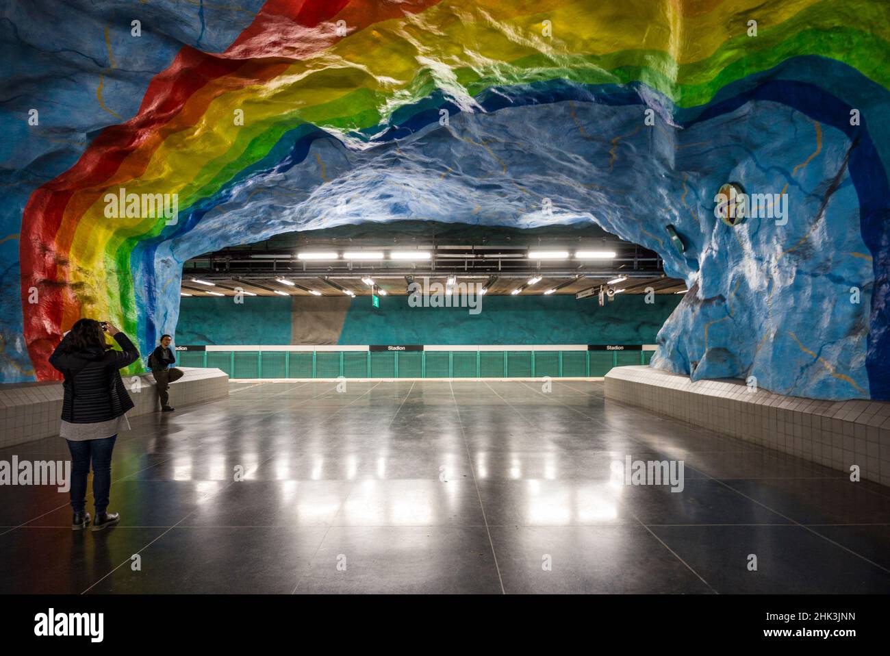 Métro Suède, Stockholm, Stockholm, Stadion Station Banque D'Images