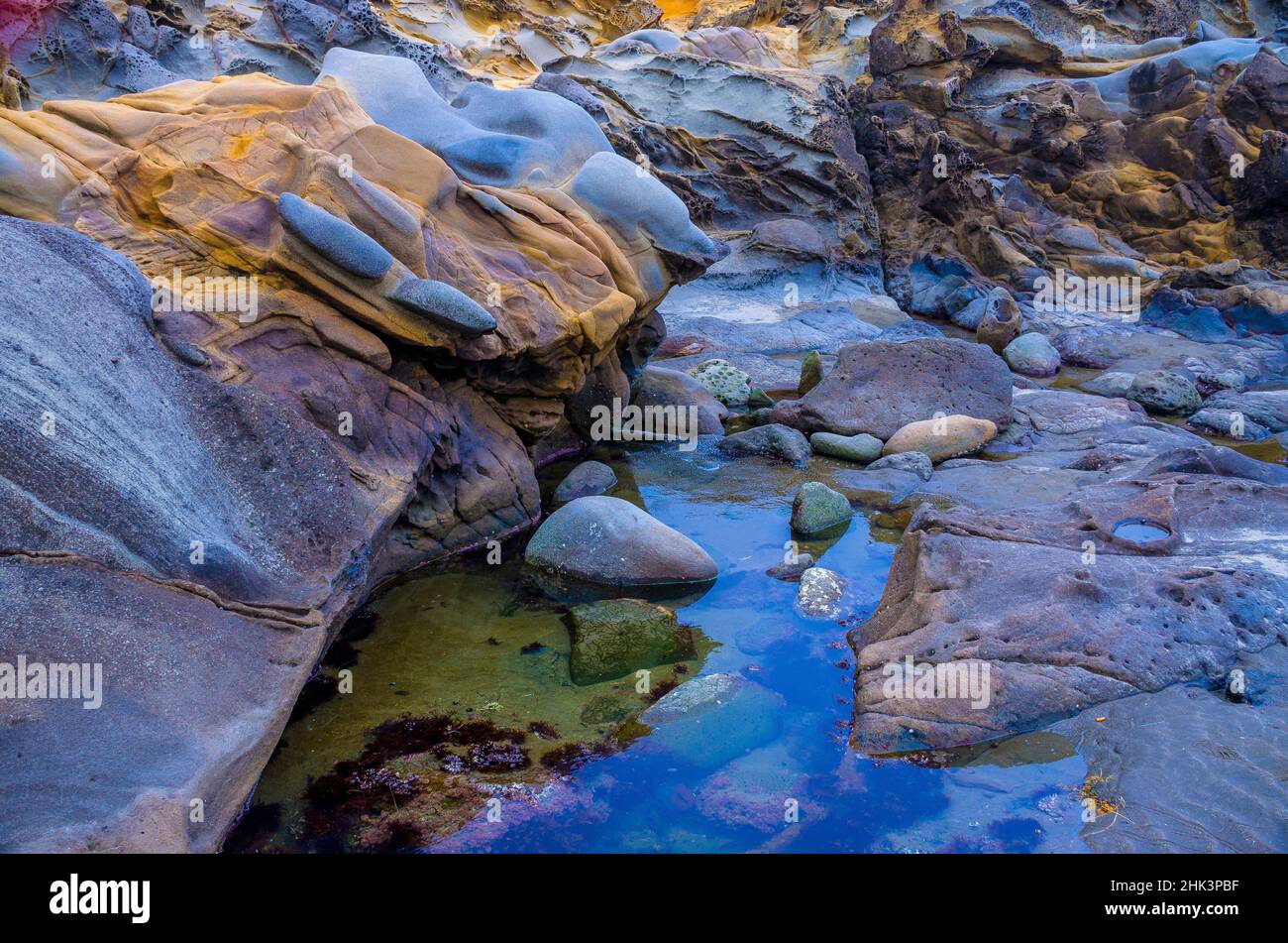Formations rocheuses à Bean Hollow Beach, Californie, États-Unis Banque D'Images