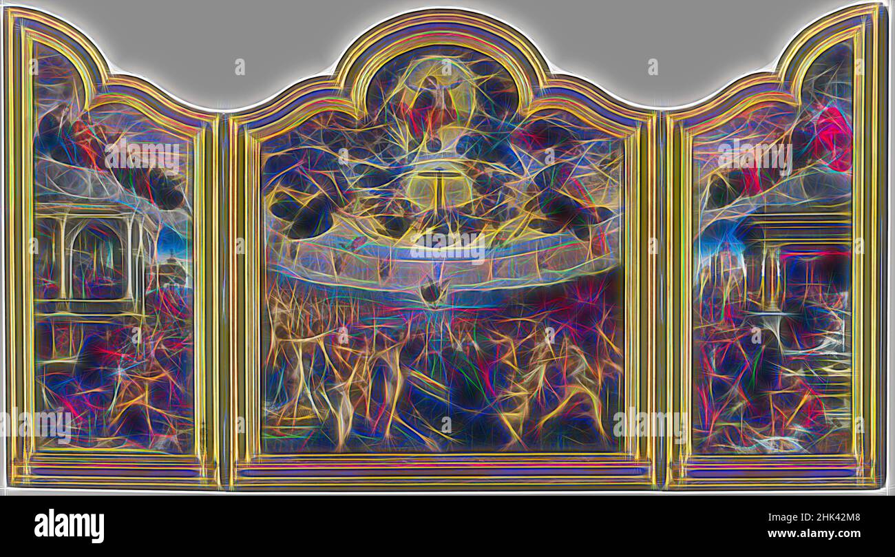 Inspiré par le jugement dernier et les sept œuvres de miséricorde, Bernard d'Orley, (1517-1525), peinture, (1517-1525), Art belge, repensé par Artotop. L'art classique réinventé avec une touche moderne. Conception de lumière chaleureuse et gaie, de luminosité et de rayonnement de lumière. La photographie s'inspire du surréalisme et du futurisme, embrassant l'énergie dynamique de la technologie moderne, du mouvement, de la vitesse et révolutionne la culture Banque D'Images