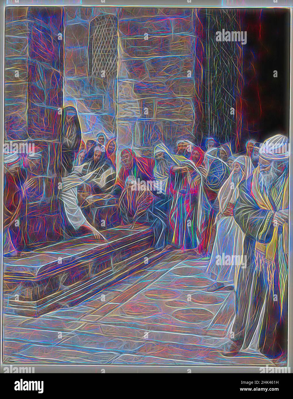Inspiré par la femme adultère--Christ écrivant sur le sol, la femme adultère--Christ écrit par terre, la vie de notre Seigneur Jésus Christ, la vie de notre-Seigneur Jésus-Christ Jésus-Christ, James Tissot, français, 1836-1902, aquarelle opaque sur graphite sur papier vélin gris, France, 1886-1894, image réimaginée par Artotop 9 7/16. L'art classique réinventé avec une touche moderne. Conception de lumière chaleureuse et gaie, de luminosité et de rayonnement de lumière. La photographie s'inspire du surréalisme et du futurisme, embrassant l'énergie dynamique de la technologie moderne, du mouvement, de la vitesse et révolutionne la culture Banque D'Images