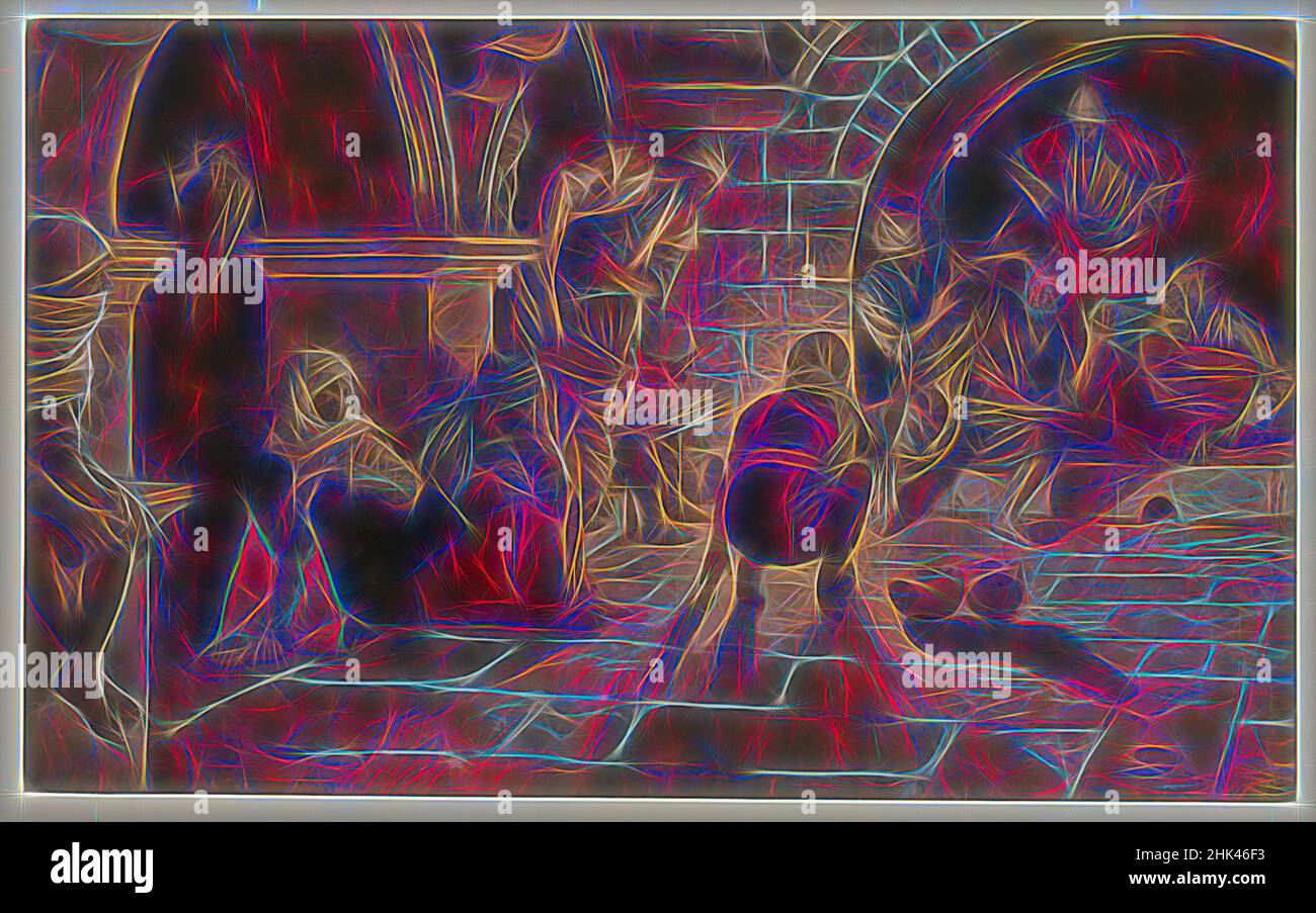 Inspiré par le deuxième déni de Saint Pierre, deuxième reniement de Saint Pierre, la vie de notre Seigneur Jésus Christ, la vie de notre-Seigneur Jésus-Christ, James Tissot, Français, 1836-1902, aquarelle opaque sur graphite sur papier vélin gris, France, 1886-1894, image: 8 7/16 x 13 7/8 po., 21,4 x 35,2, repensé par Artotop. L'art classique réinventé avec une touche moderne. Conception de lumière chaleureuse et gaie, de luminosité et de rayonnement de lumière. La photographie s'inspire du surréalisme et du futurisme, embrassant l'énergie dynamique de la technologie moderne, du mouvement, de la vitesse et révolutionne la culture Banque D'Images